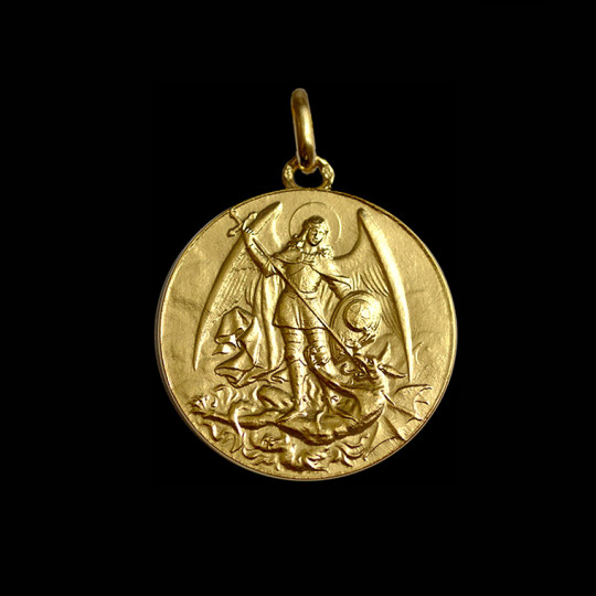 Or 18k St Michael The Archangel médaille gros 2.3 Grammes Catholique 
