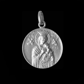 Crowned Virgin with Child and Angels Medallion Necklace